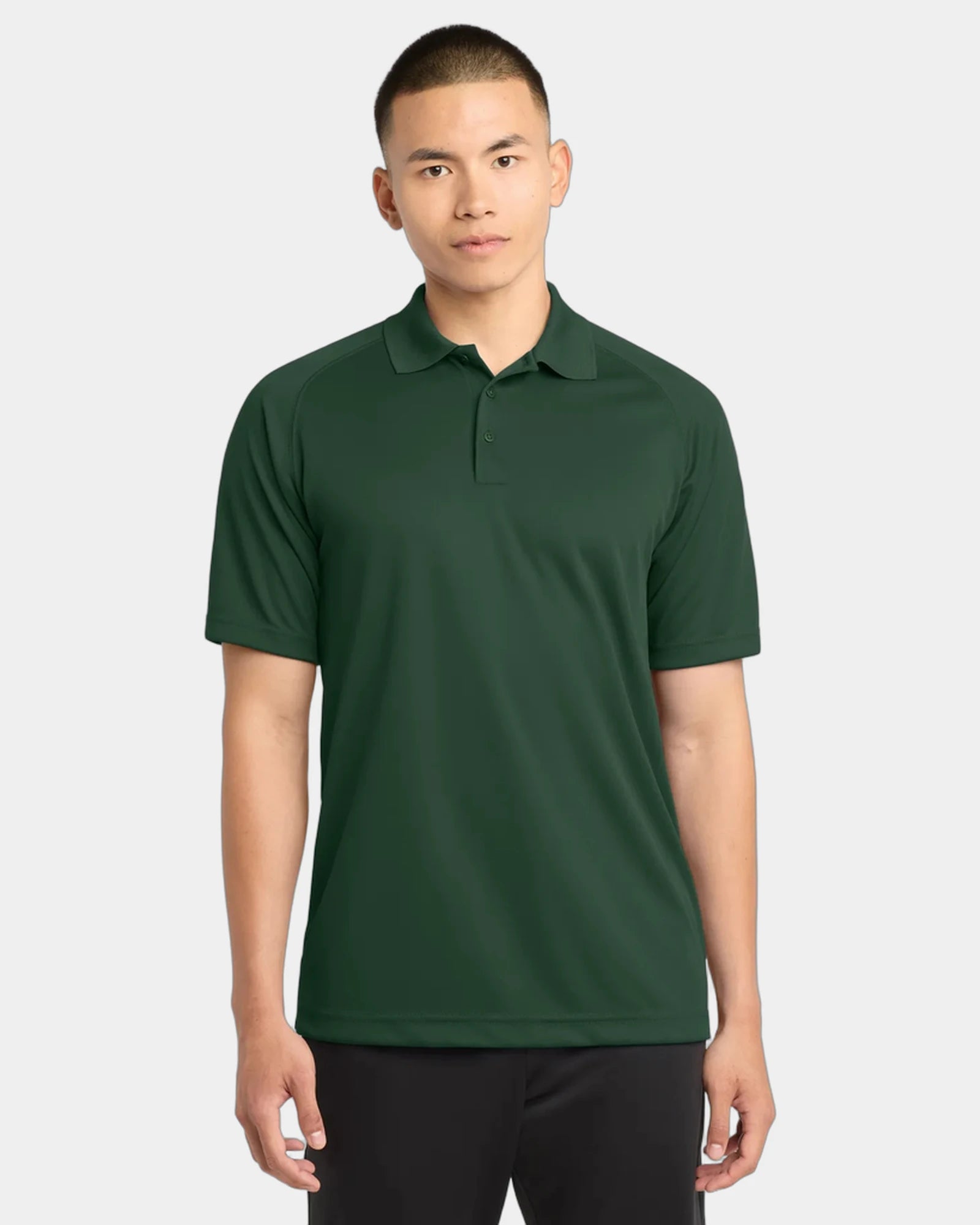 Custom polyester polo Sport-Tek Dry Zone Raglan - Forest Green