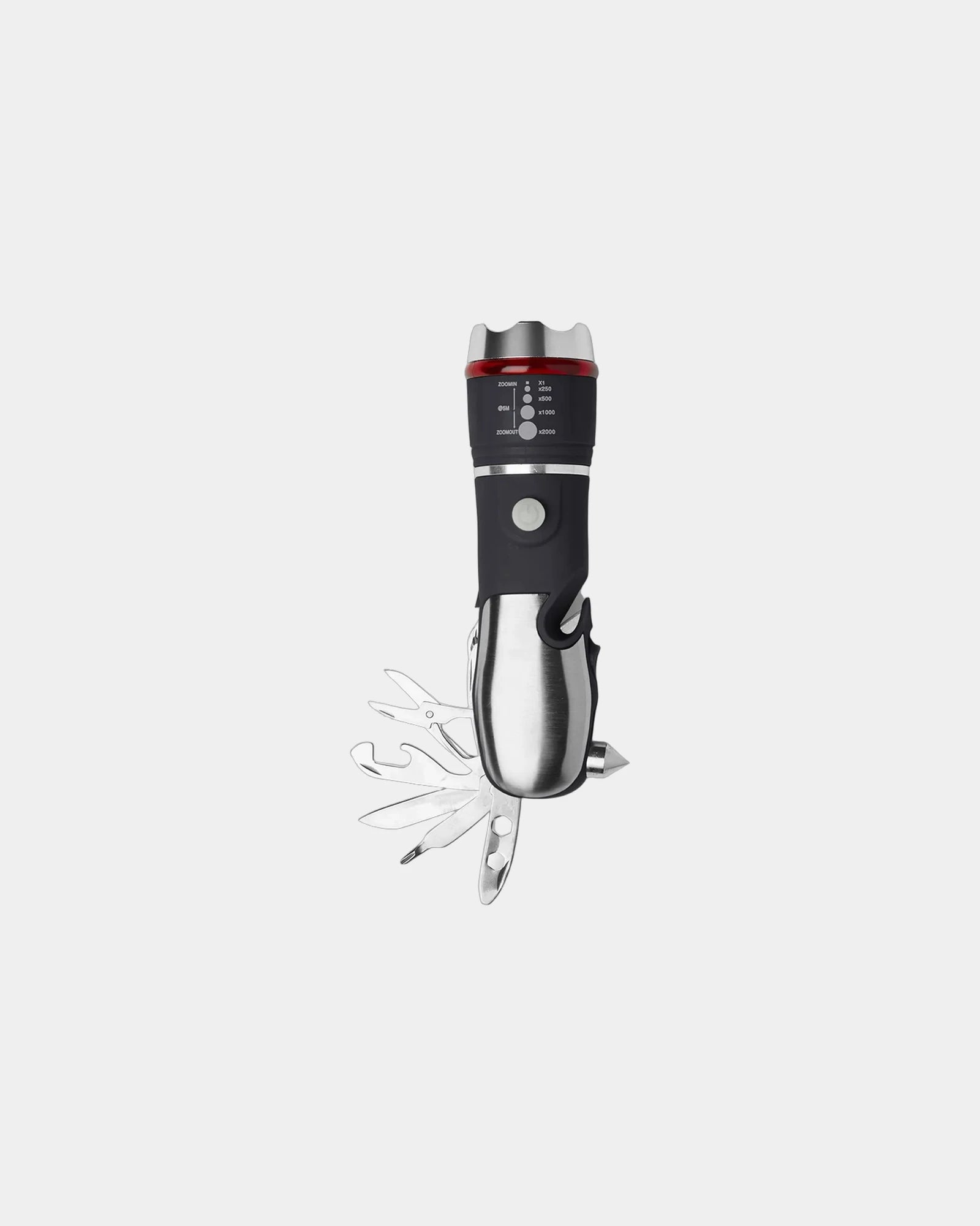 Custom stainless steel multi-tool with flashlight - Black