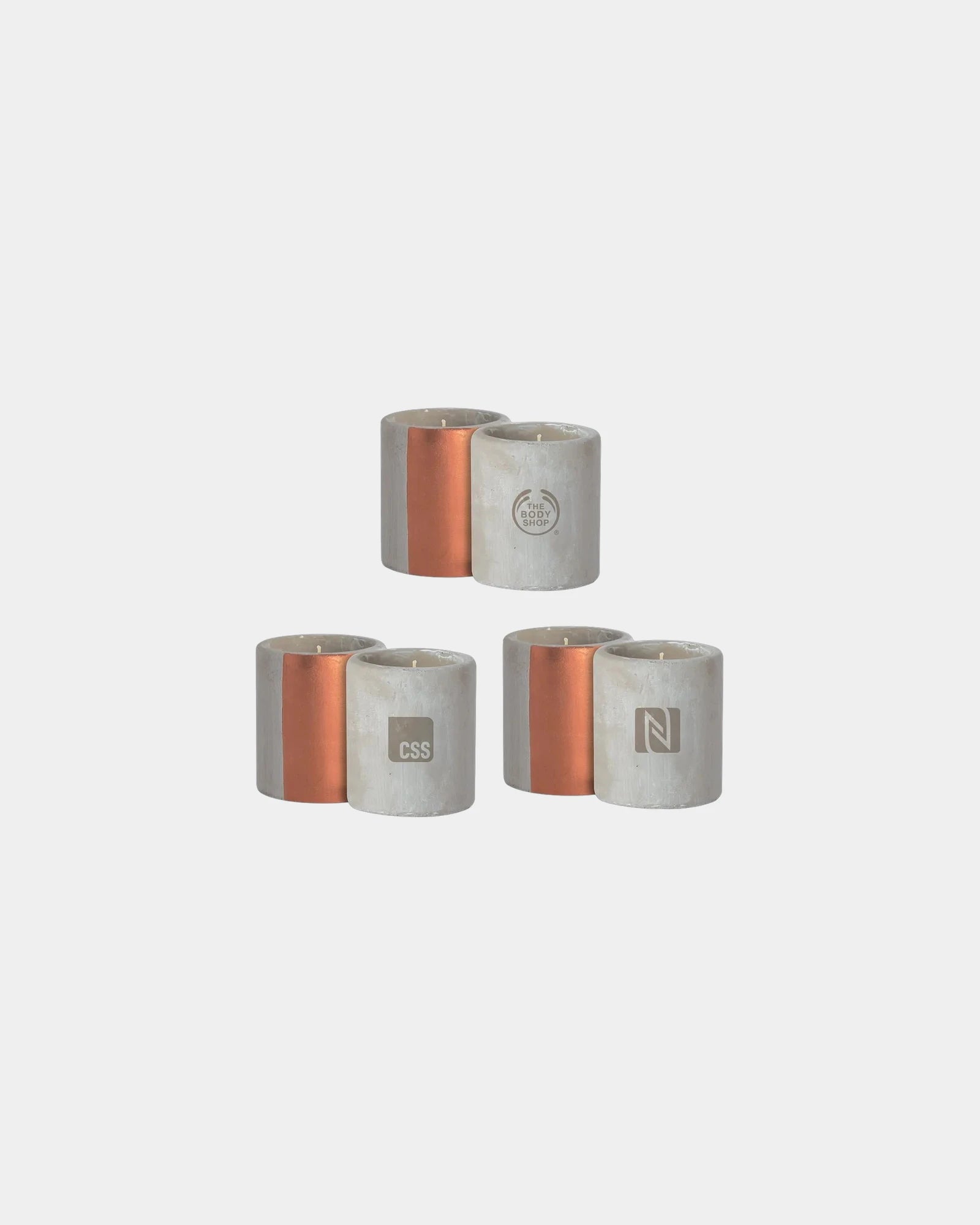 Custom engraved concrete candle for companies - Gray-Copper