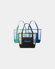 Custom mesh beach bag with carrying handles, 19" - Natural
