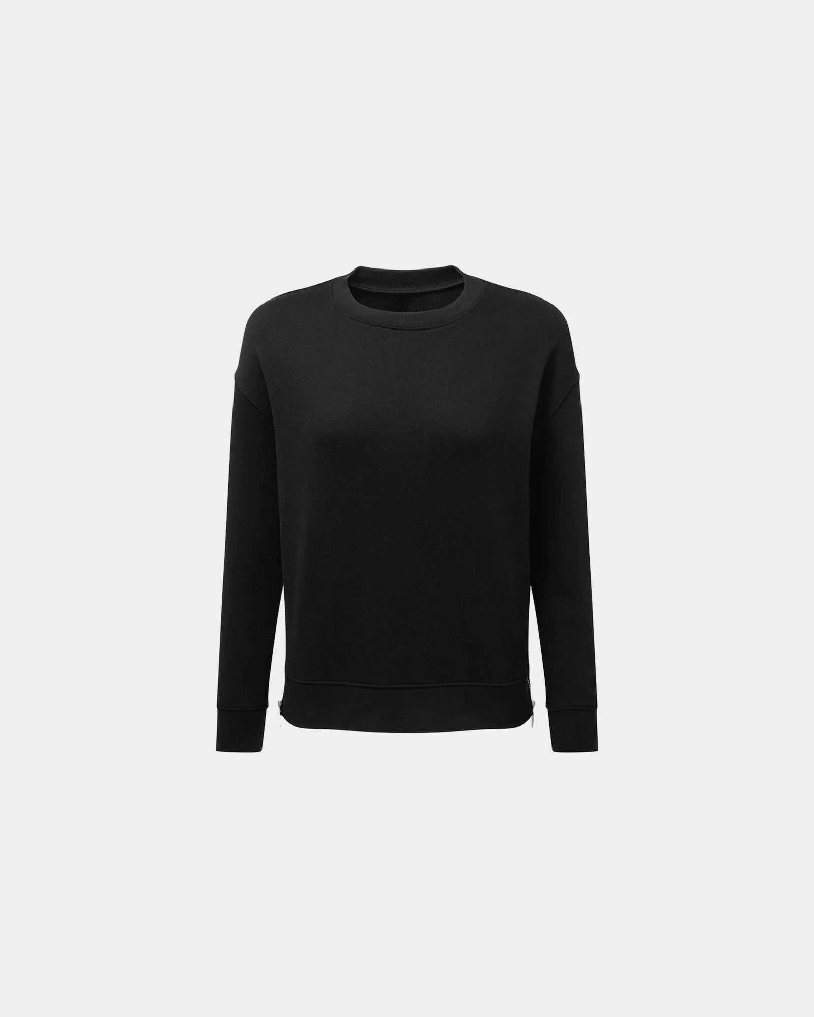 Custom recycled side-zip crewneck sweatshirt women's - Black