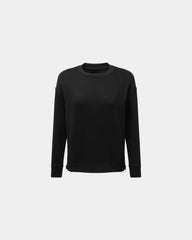 Custom recycled side-zip crewneck sweatshirt women's - Black