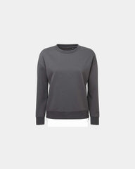 Custom recycled side-zip crewneck sweatshirt women's - Charcoal