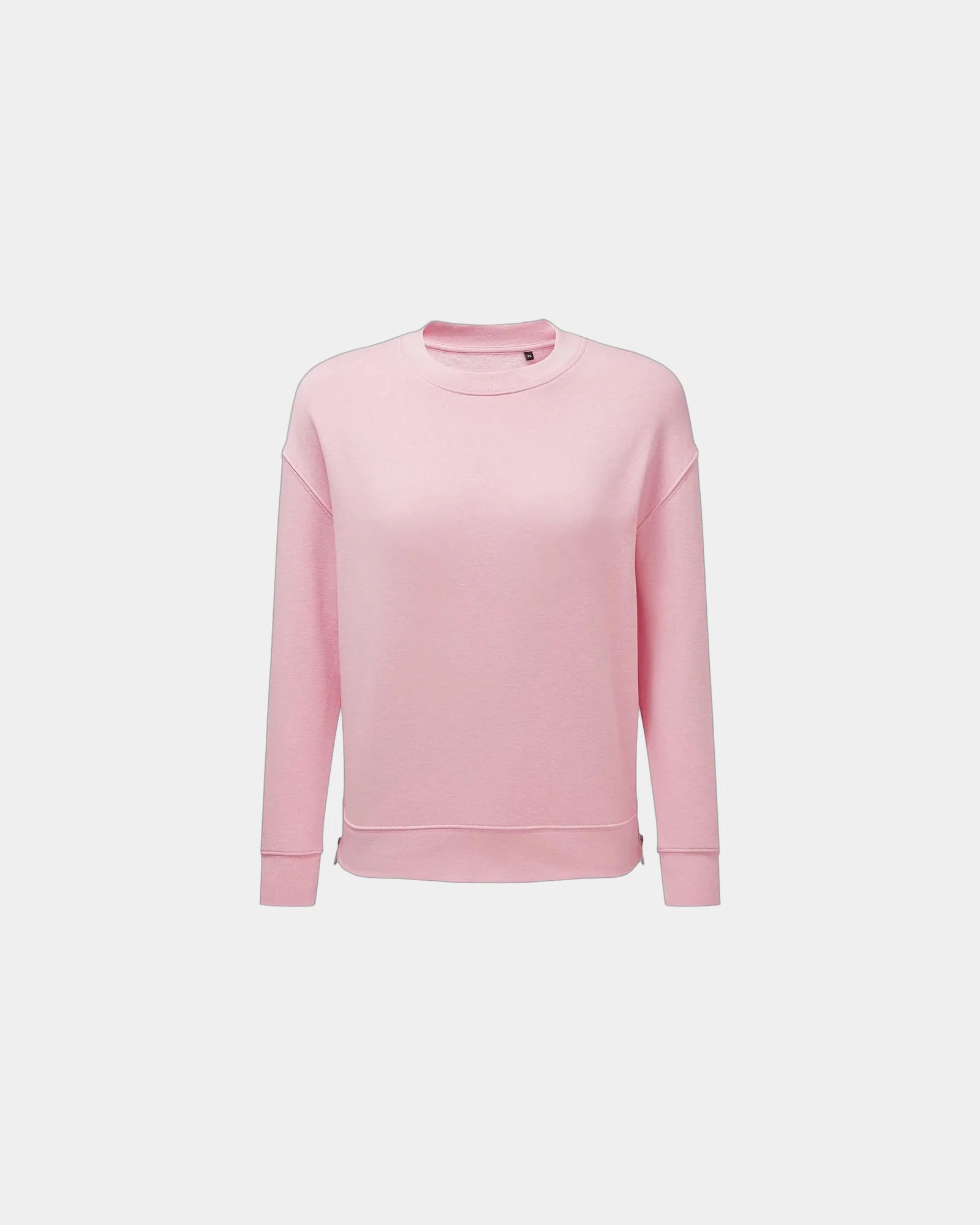 Custom recycled side-zip crewneck sweatshirt women's - Light Pink