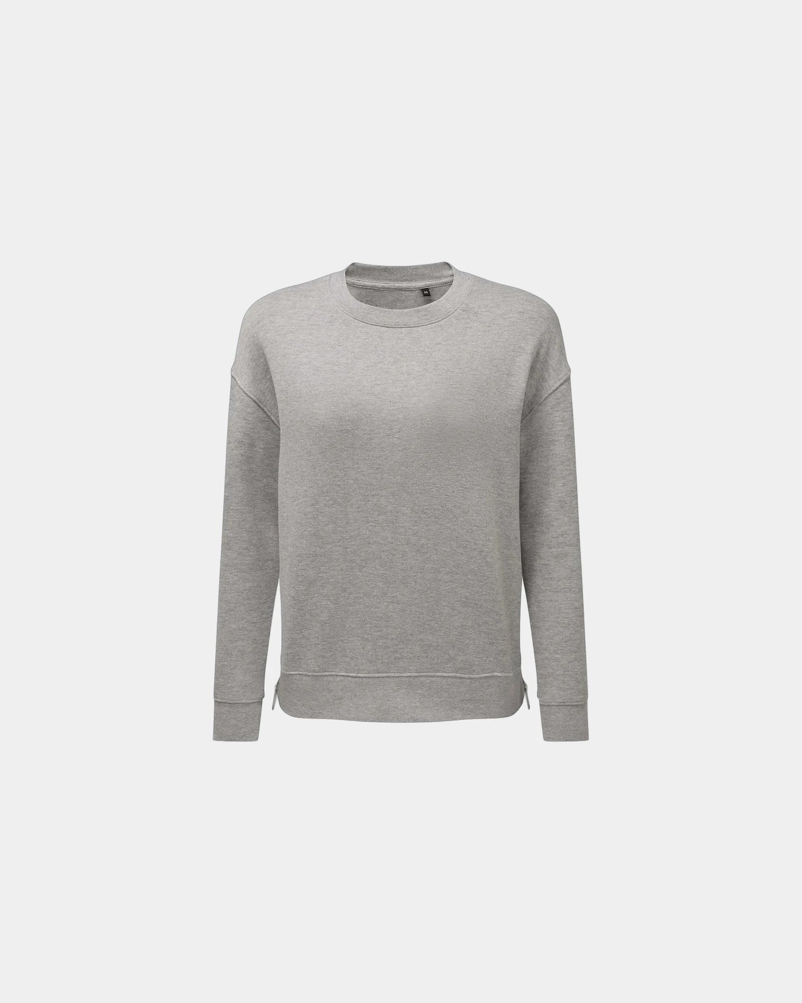 Custom recycled side-zip crewneck sweatshirt women's - Heather Grey