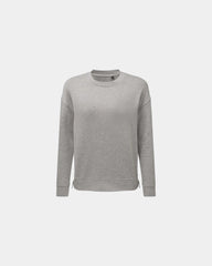 Custom recycled side-zip crewneck sweatshirt women's - Heather Grey