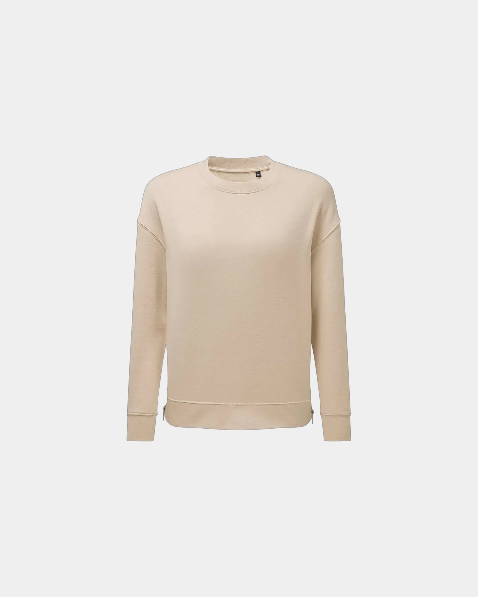 Custom recycled side-zip crewneck sweatshirt women's - Nude