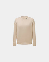 Custom recycled side-zip crewneck sweatshirt women's - Nude