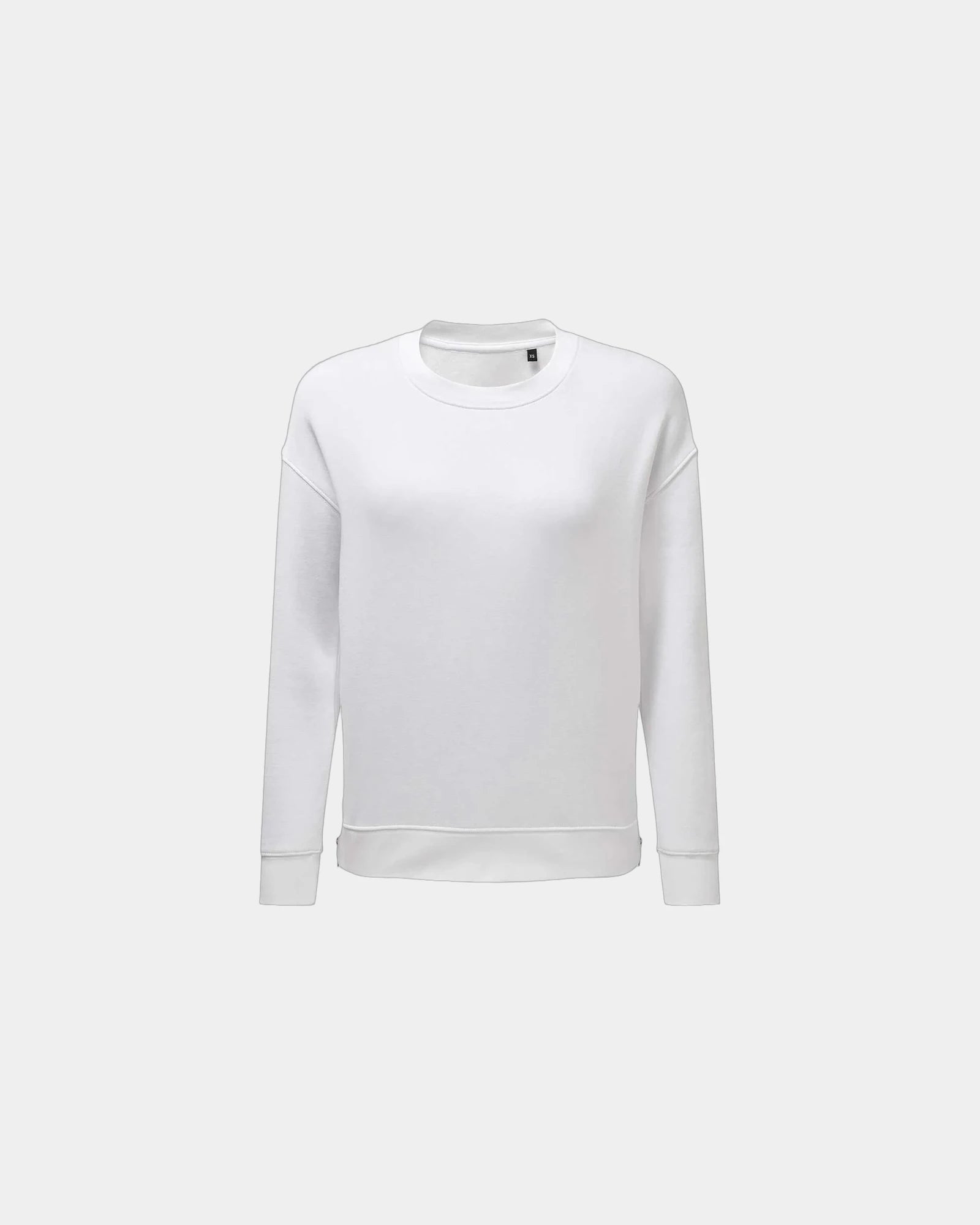 Custom recycled side-zip crewneck sweatshirt women's - White
