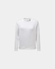 Custom recycled side-zip crewneck sweatshirt women's - White