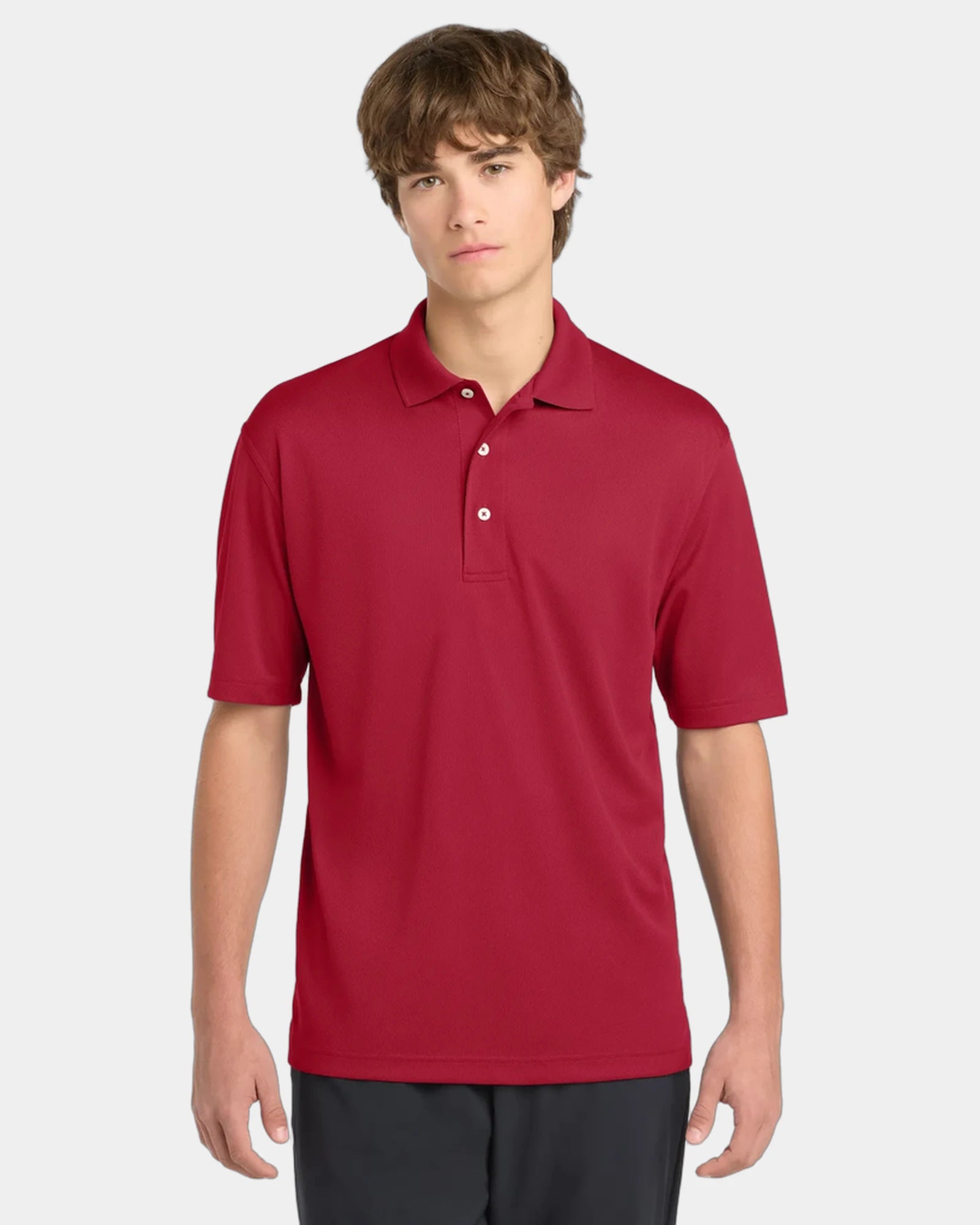 Custom tall polyester mesh Dri-Mesh polo shirt - Red