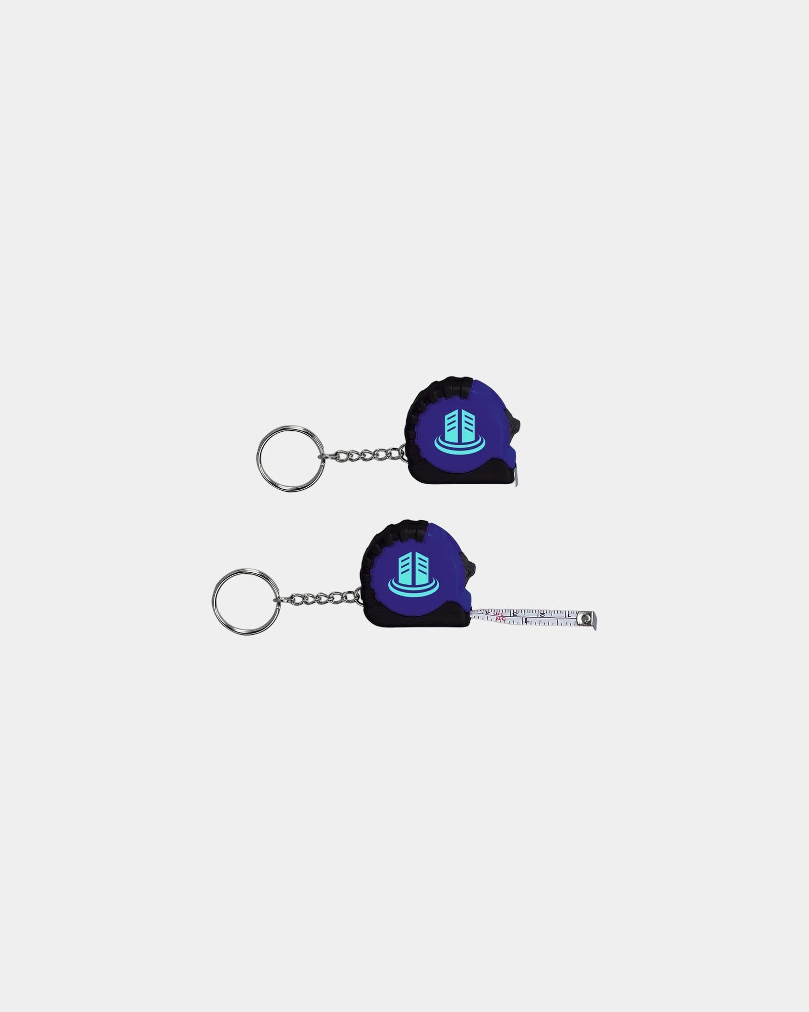 Custom tape measure keychain with 3.25-ft ruler - Blue