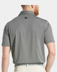Custom moisture-wicking MicroFeeder stripe polo - Black/Steel Grey (995)