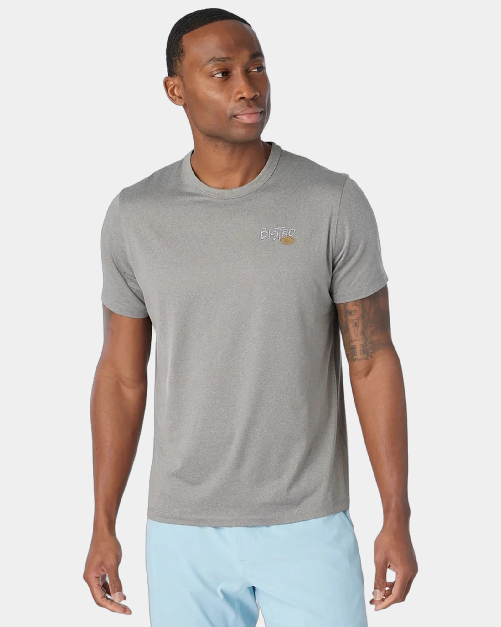 Custom moisture-wicking men's performance tee UPF 30 - Rustic Metal Heather (955)
