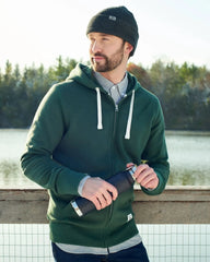 Custom sueded fleece full-zip hoody for men - Pine Green (690)