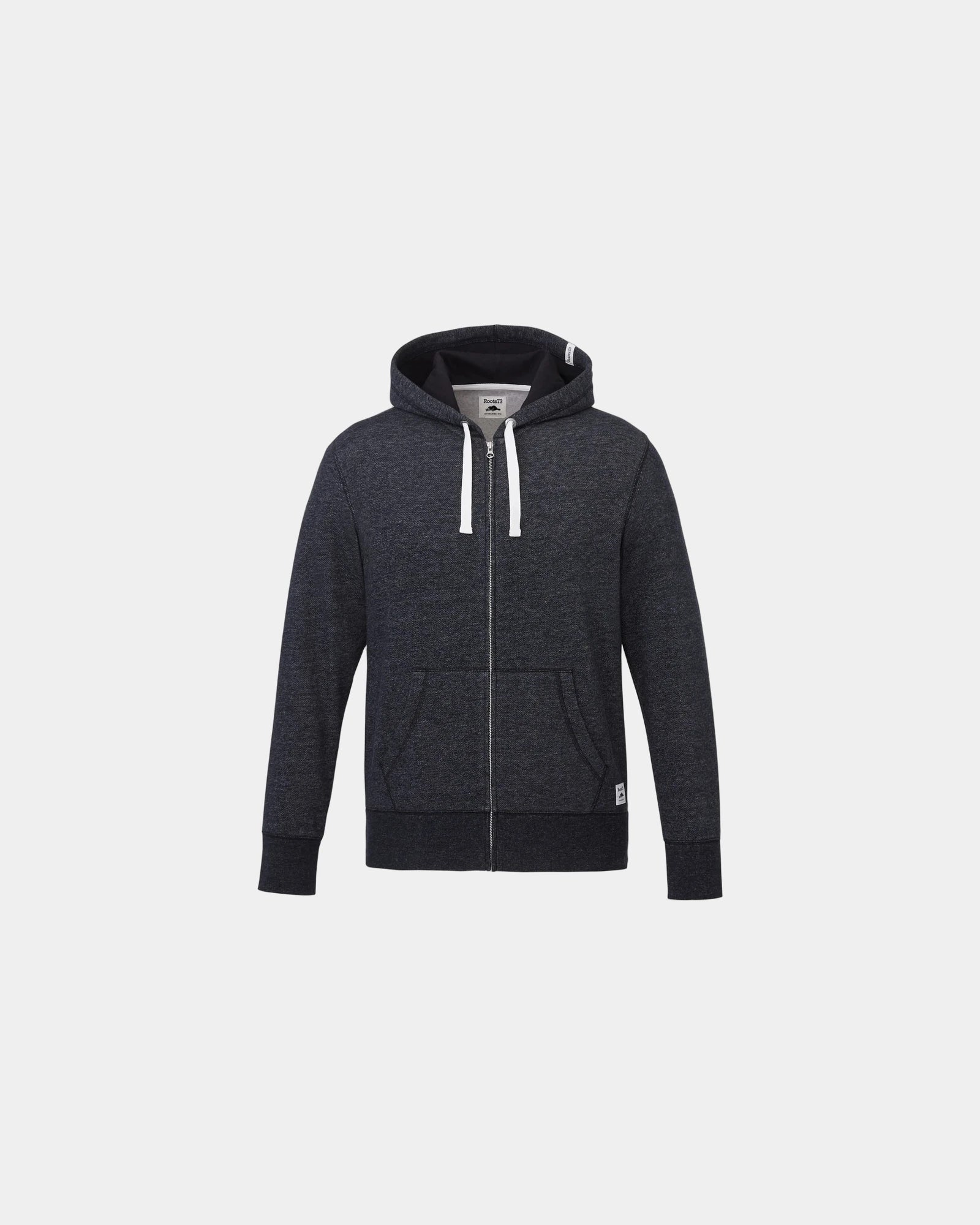 Custom sueded fleece full-zip hoody for men - Black Mix (997)