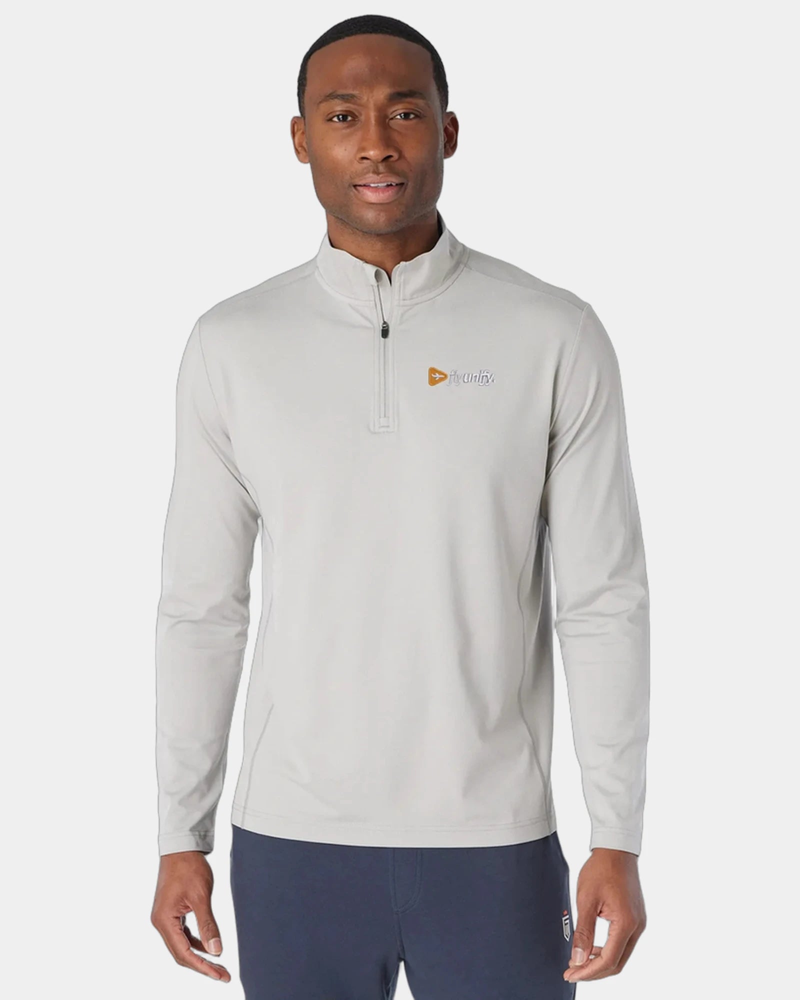 Custom recycled quarter-zip pullover with UPF 40 - Ash Gray Heather (954)