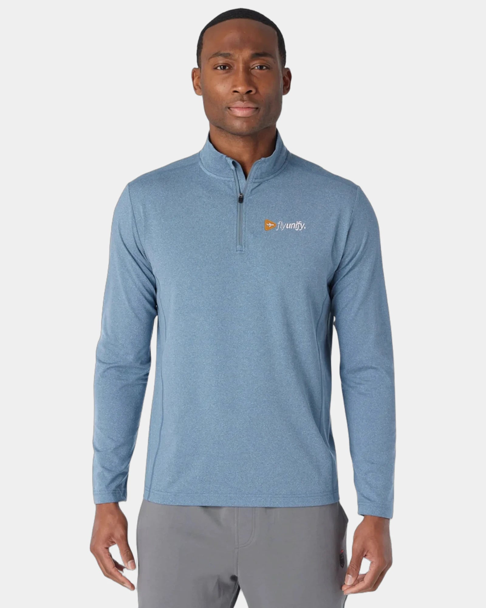 Custom recycled quarter-zip pullover with UPF 40 - Superior Blue Heather (454)