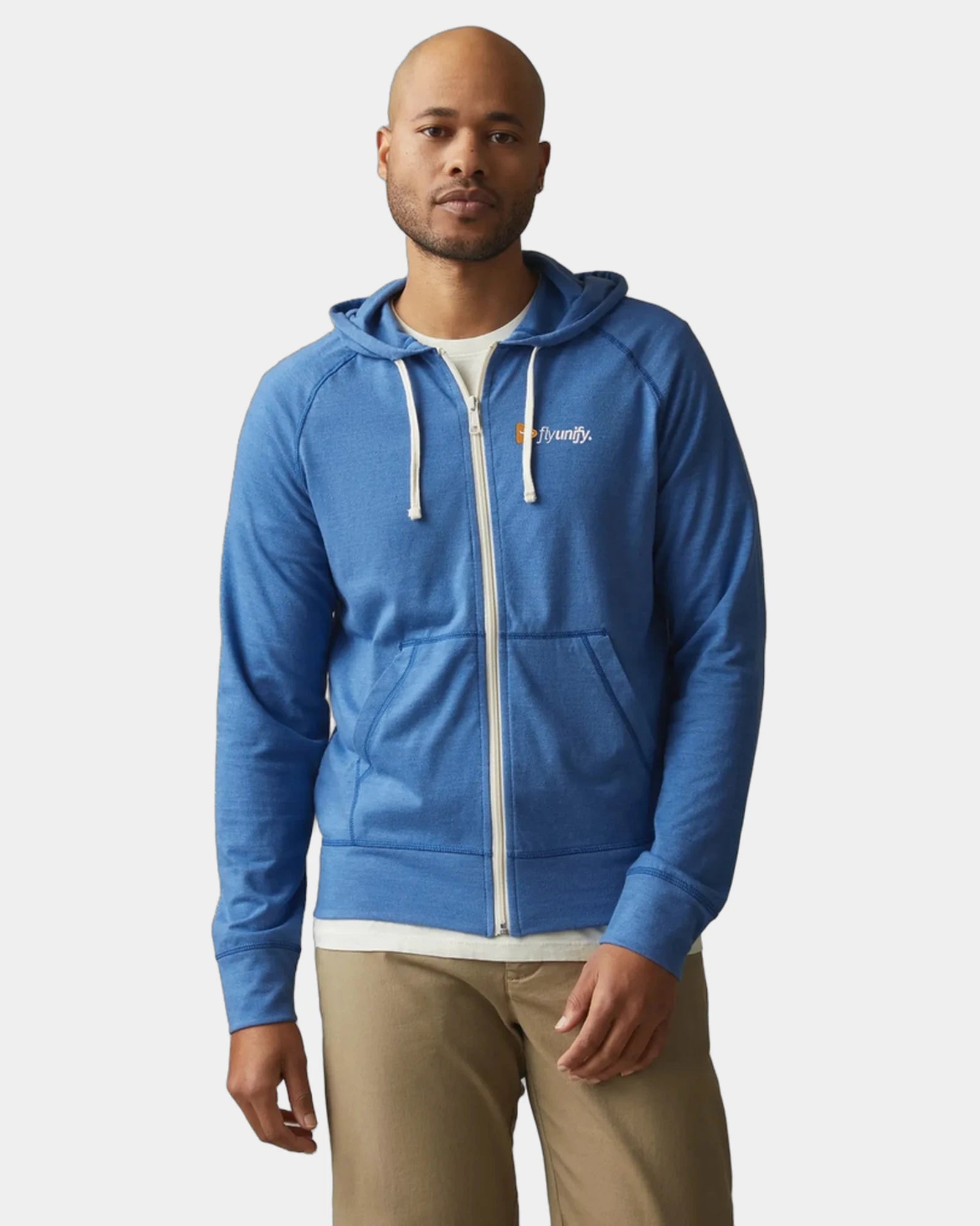 Custom lightweight tri-blend full-zip jacket for men - Essential Blue Heather (873)