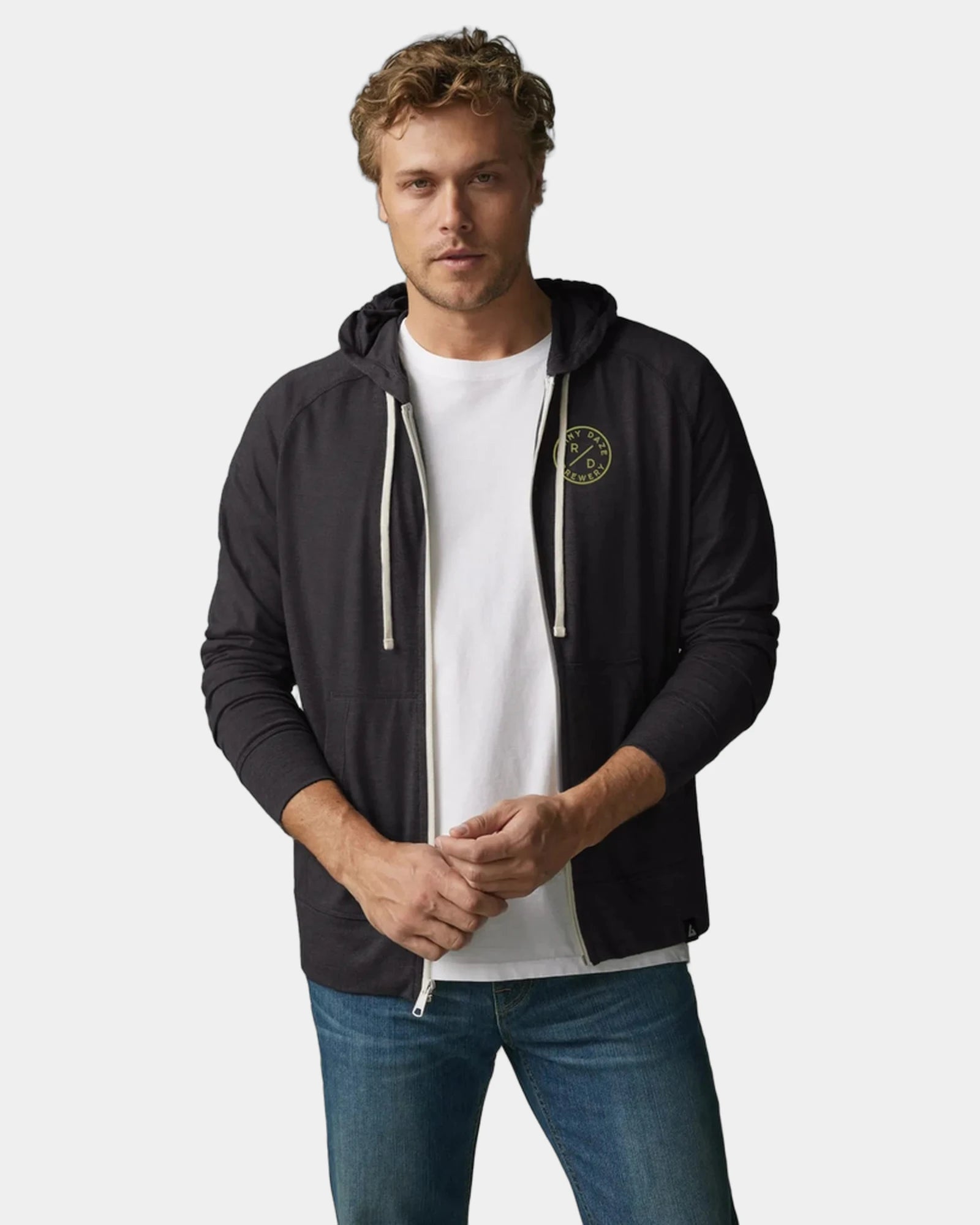 Custom lightweight tri-blend full-zip jacket for men - Black Heather (897)