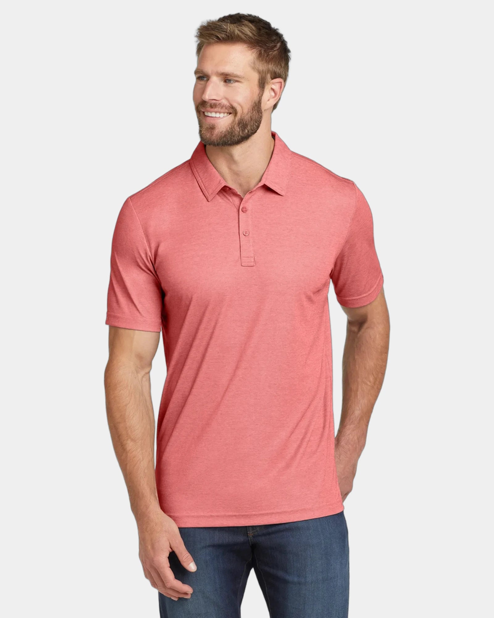 Custom moisture-wicking heather polo for teams - Cardinal Heather