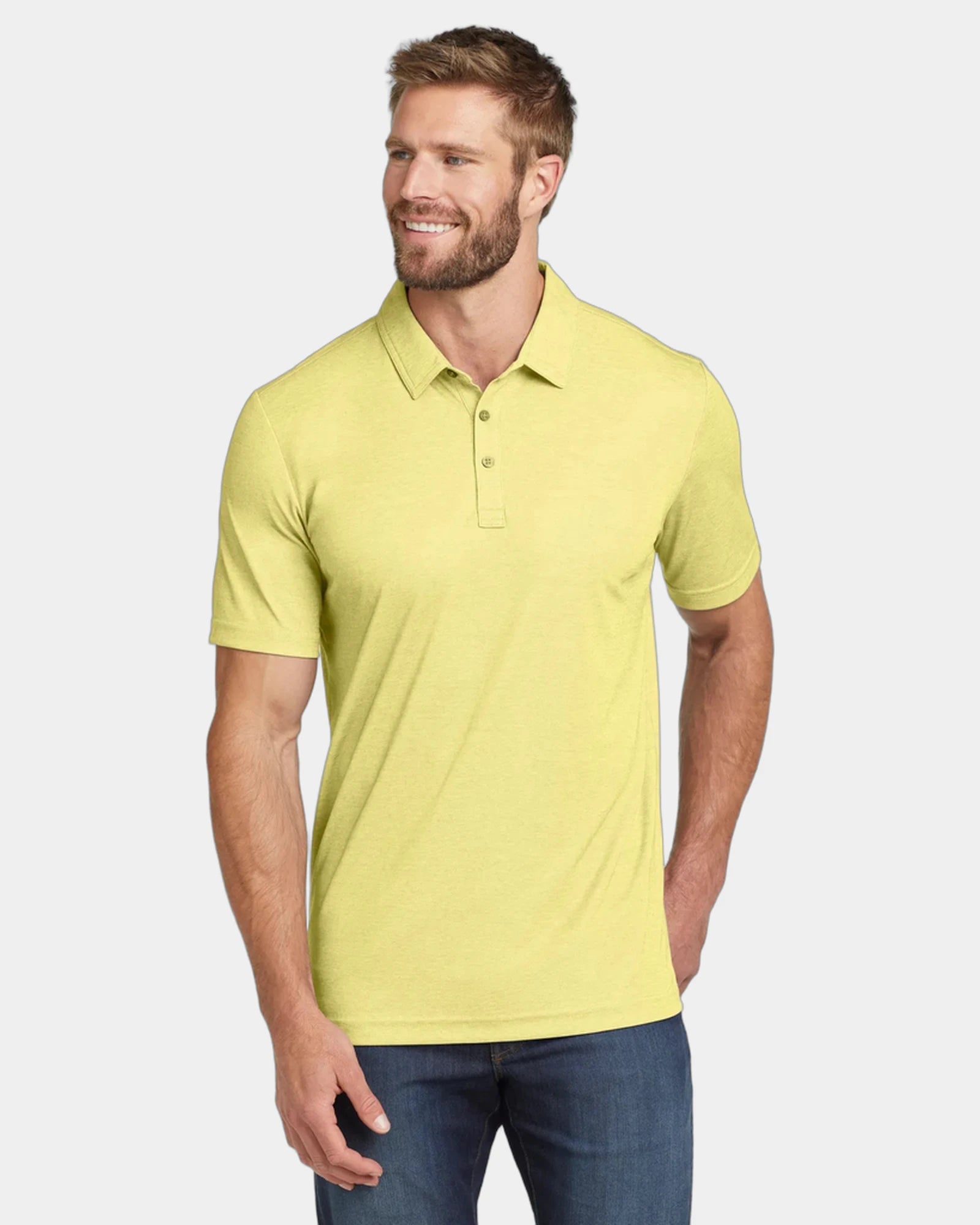 Custom moisture-wicking heather polo for teams - Pale Banana Heather