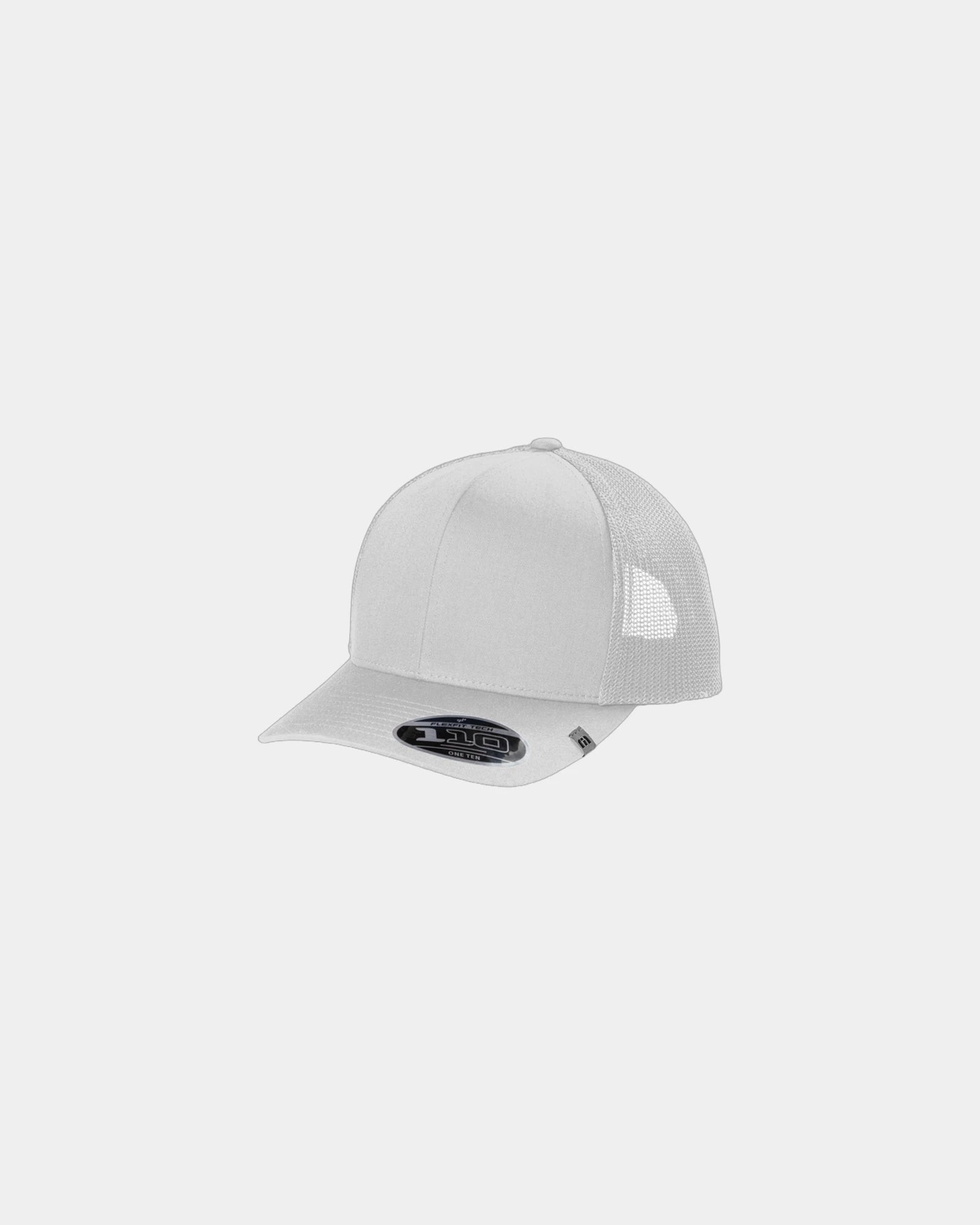 Custom mesh trucker cap with adjustable snapback - White