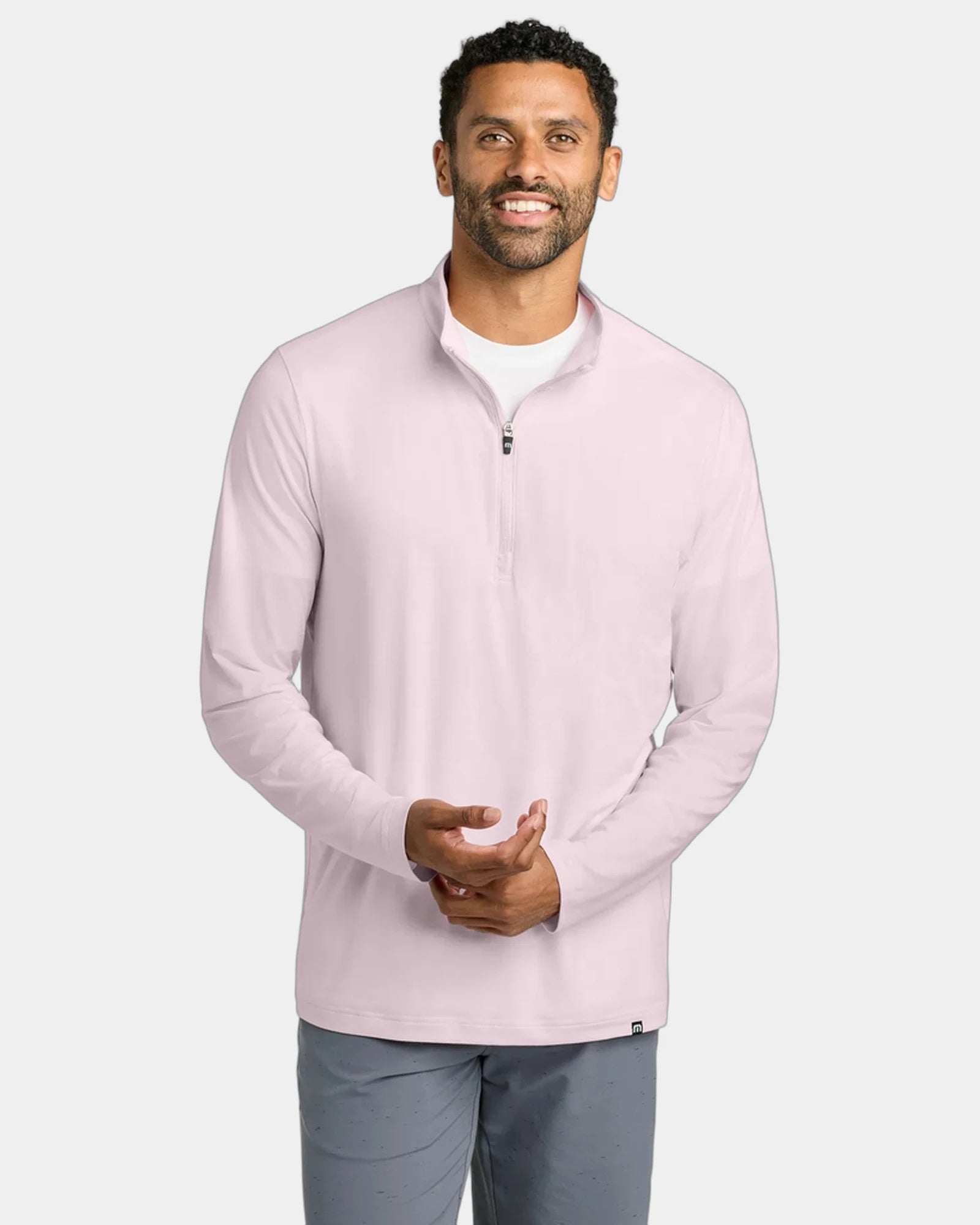 Custom lightweight 1/4-zip pullover for teams - Stone Pink