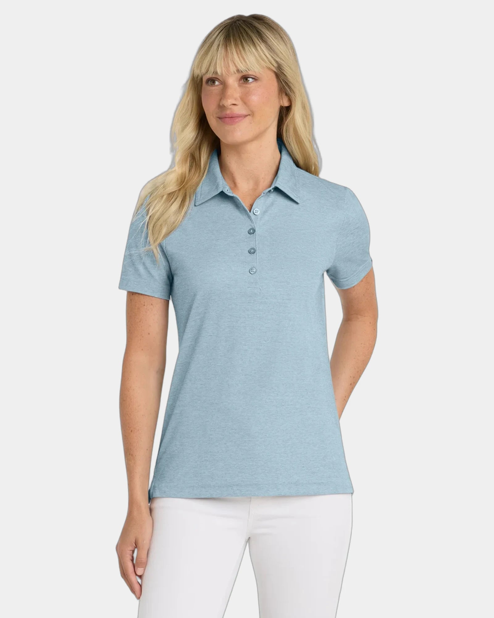 Custom moisture-wicking women's heather polo shirt - Allure Heather