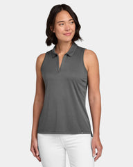 Custom women's performance sleeveless polo shirt - Quiet Shade Grey/ Black