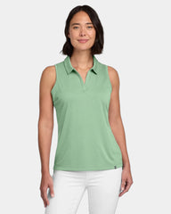 Custom women's performance sleeveless polo shirt - Beryl Green Heather