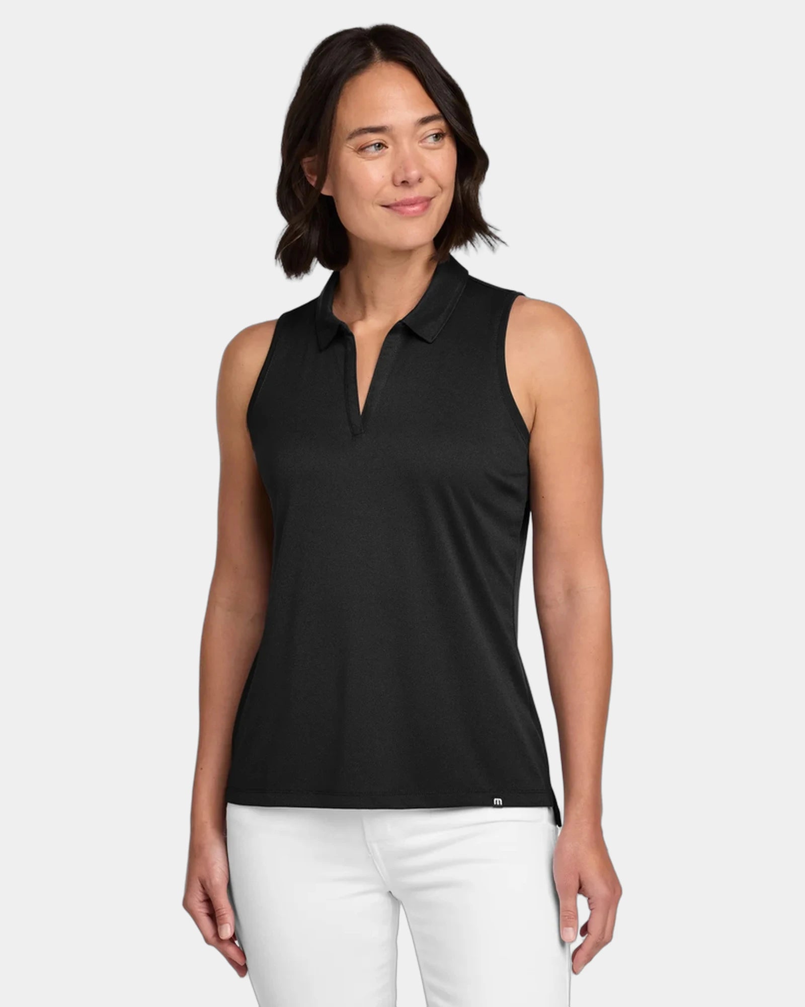 Custom women's performance sleeveless polo shirt - Black