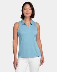 Custom women's performance sleeveless polo shirt - Brilliant Blue Heather
