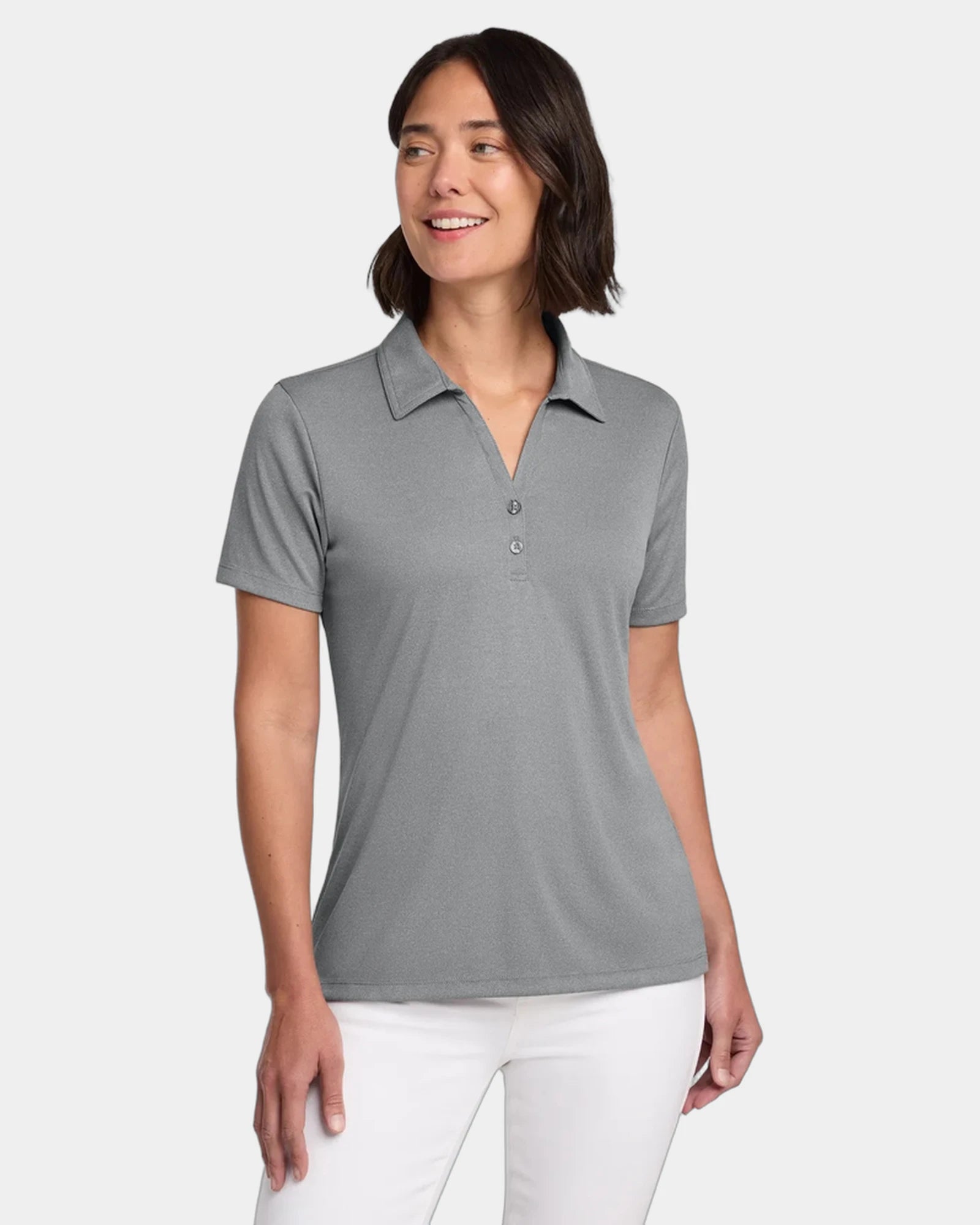 Custom women's performance polo quick-drying 4-way stretch - Quiet Shade Grey Heather