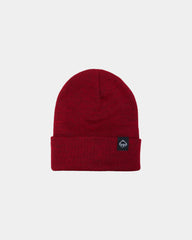 Custom knit watch beanie with embroidered logo cuff - Dark Red (617)