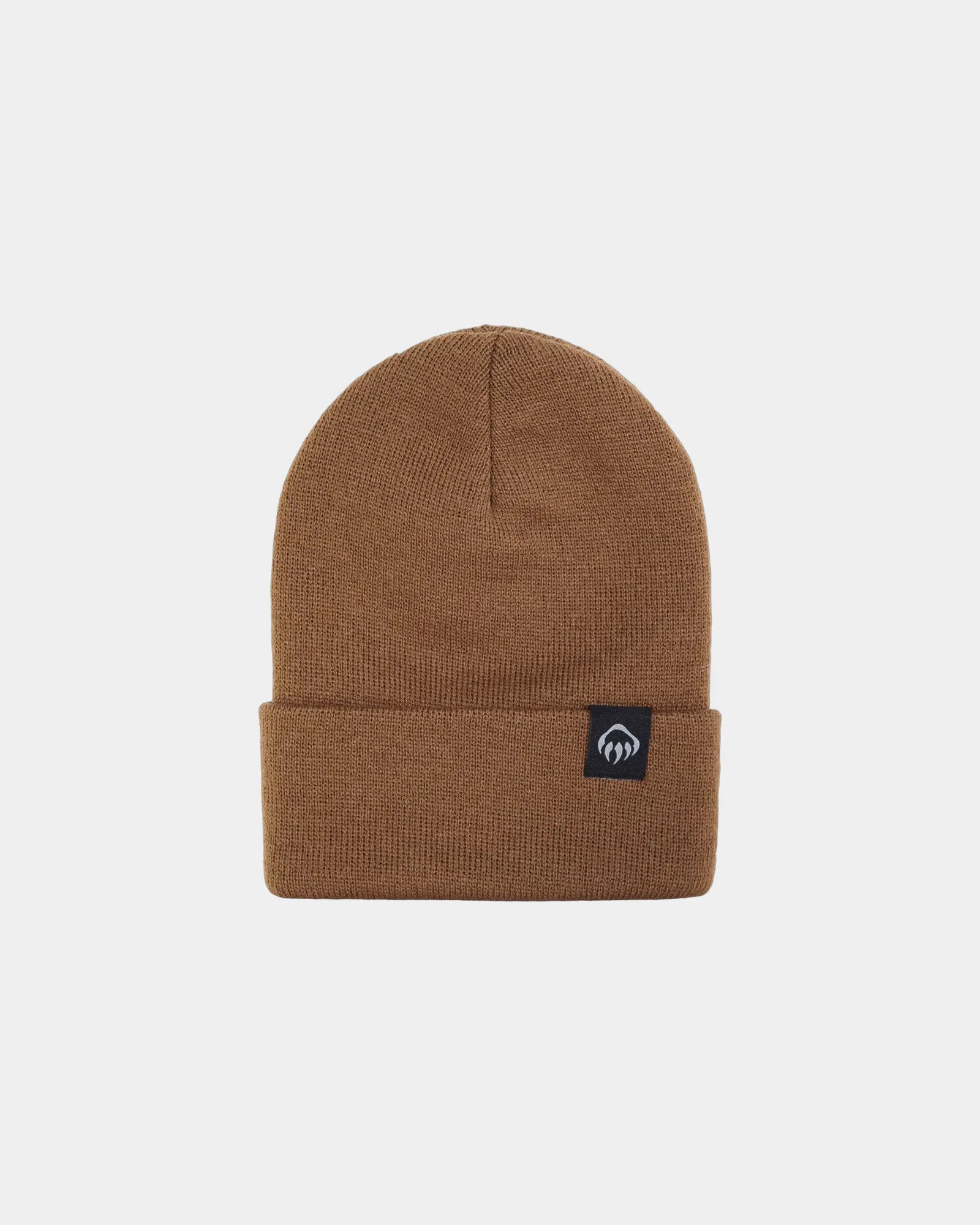 Custom knit watch beanie with embroidered logo cuff - Chestnut (223)