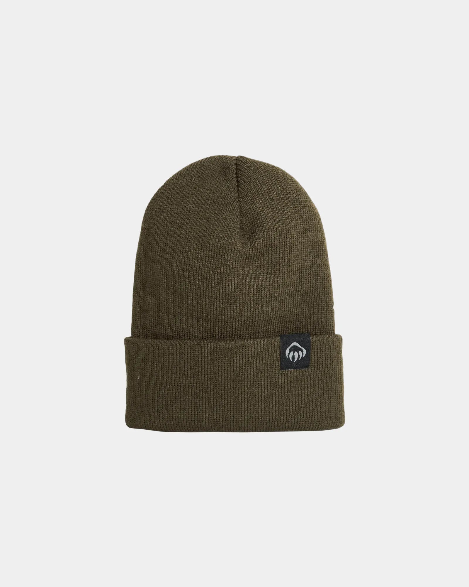 Custom knit watch beanie with embroidered logo cuff - Dark Olive (246)