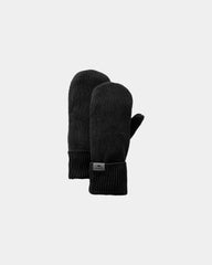 Custom fleece-lined knit mittens with fold-up cuffs - Black (995)