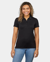 Custom women's stretch tech polo with UPF 30 protection - Gw Black (998)
