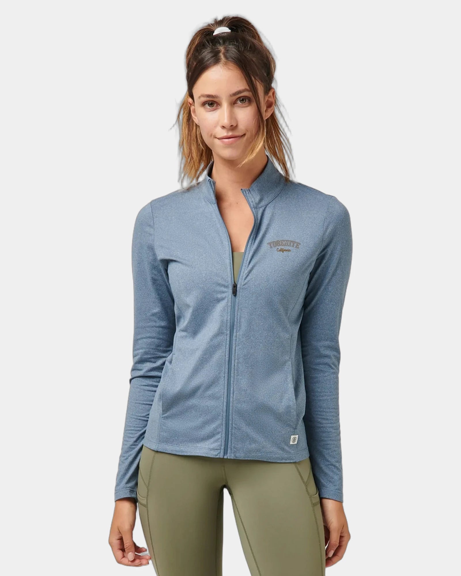 Custom moisture-wicking full-zip jacket for women - Superior Blue Heather (454)
