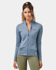 Custom moisture-wicking full-zip jacket for women - Superior Blue Heather (454)