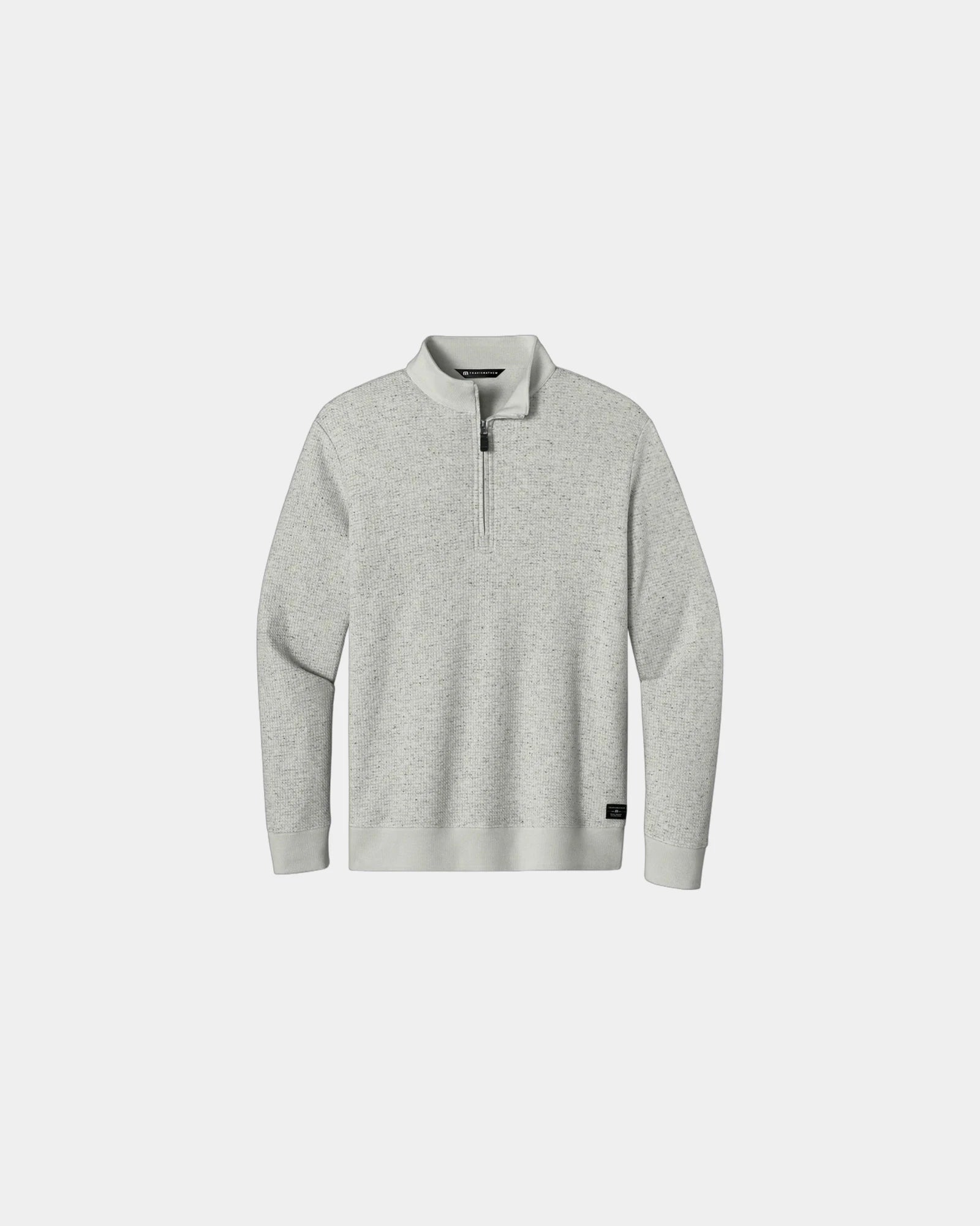 Custom waffle-knit quarter-zip pullover for teams - Light Grey Heather