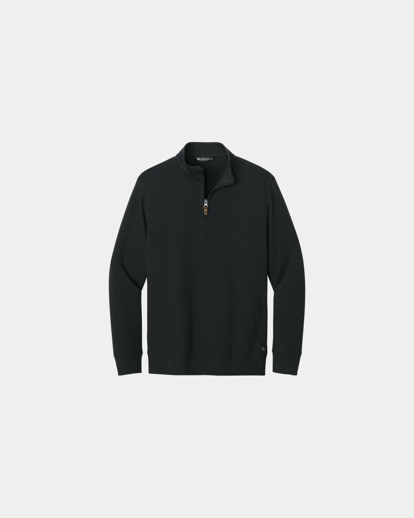 Custom waffle-knit quarter-zip pullover for teams - Black