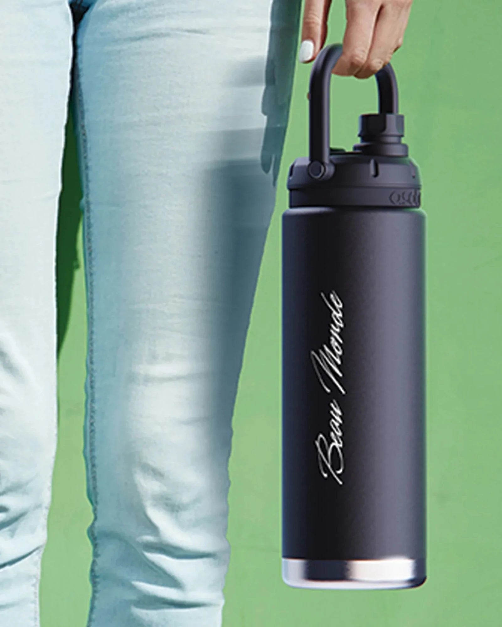 Custom stainless steel 50-oz insulated water bottle - Black