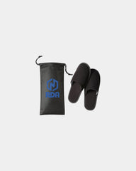 Custom travel slippers in polyester drawstring pouch - Black
