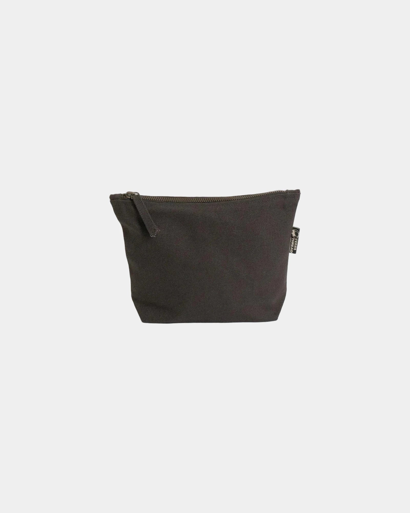 Custom organic cotton GOTS makeup bag 9 x 7 x 3 inches - Charcoal Gray