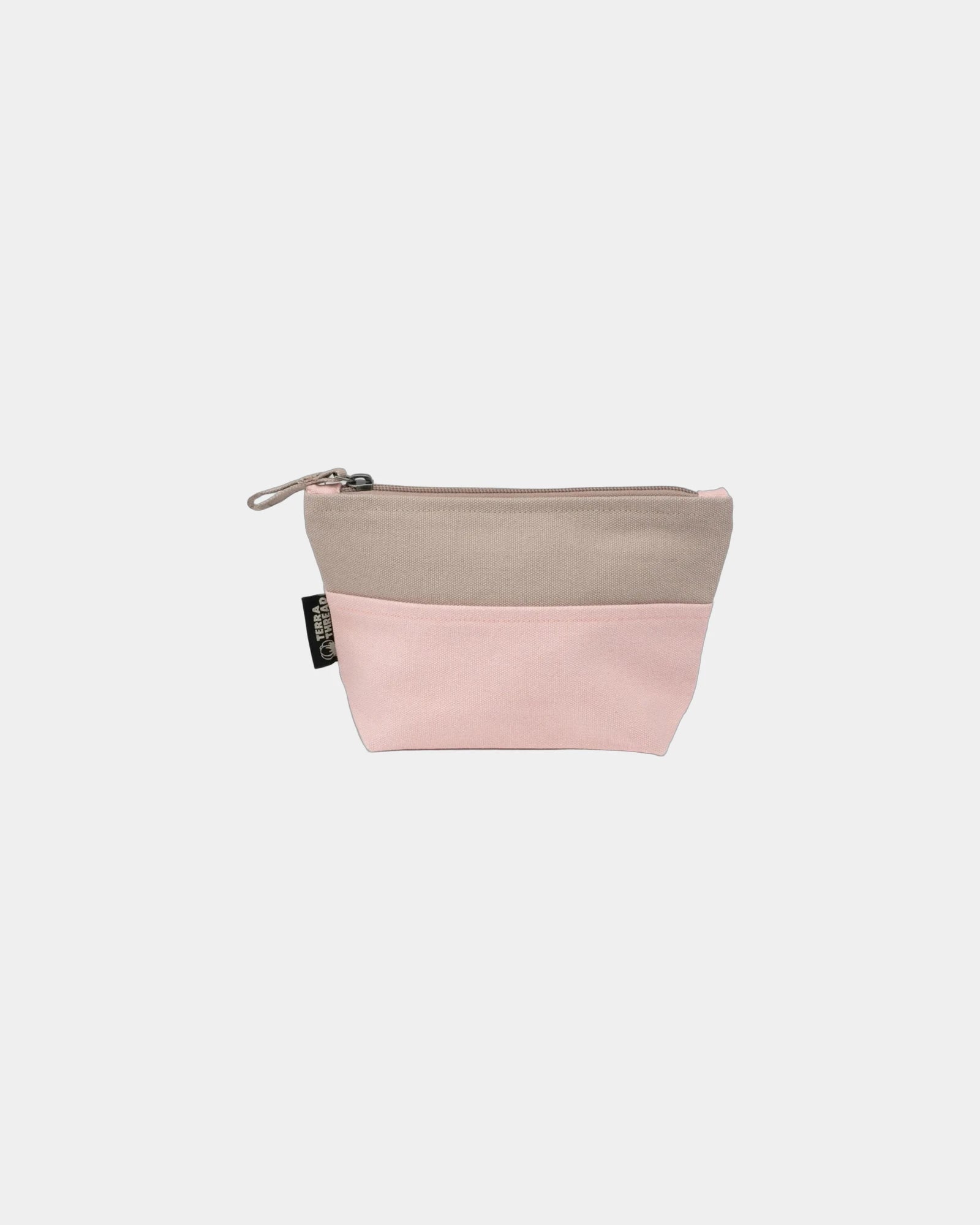 Custom organic cotton canvas cosmetic bag 2L pouch - Pink & Sand