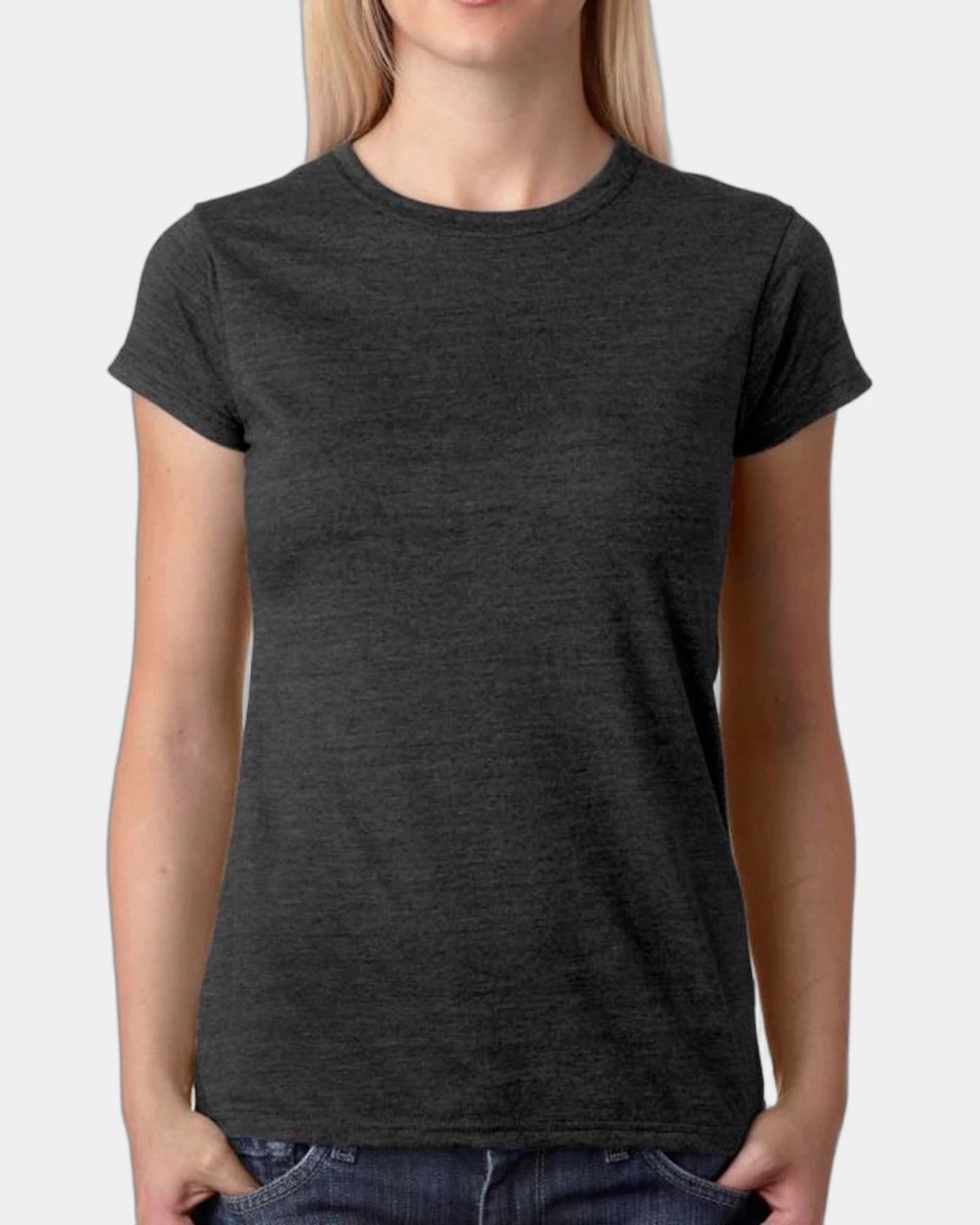 Custom cotton ladies' t-shirt with contoured silhouette - Dark Heather