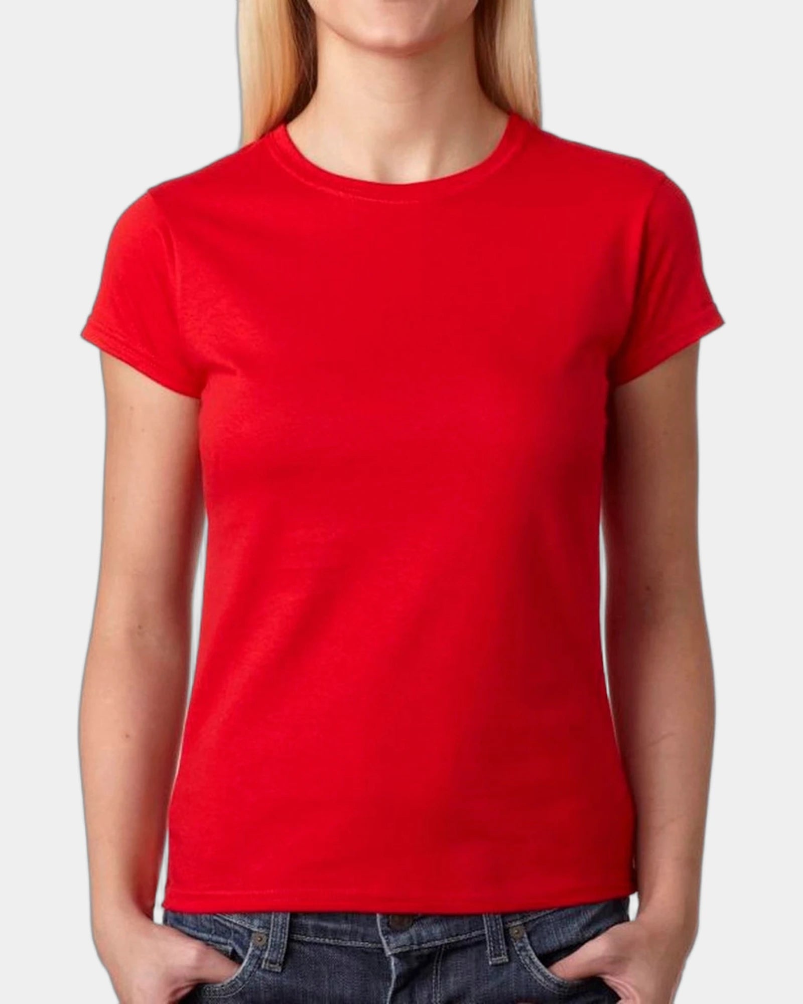 Custom cotton ladies' t-shirt with contoured silhouette - Red