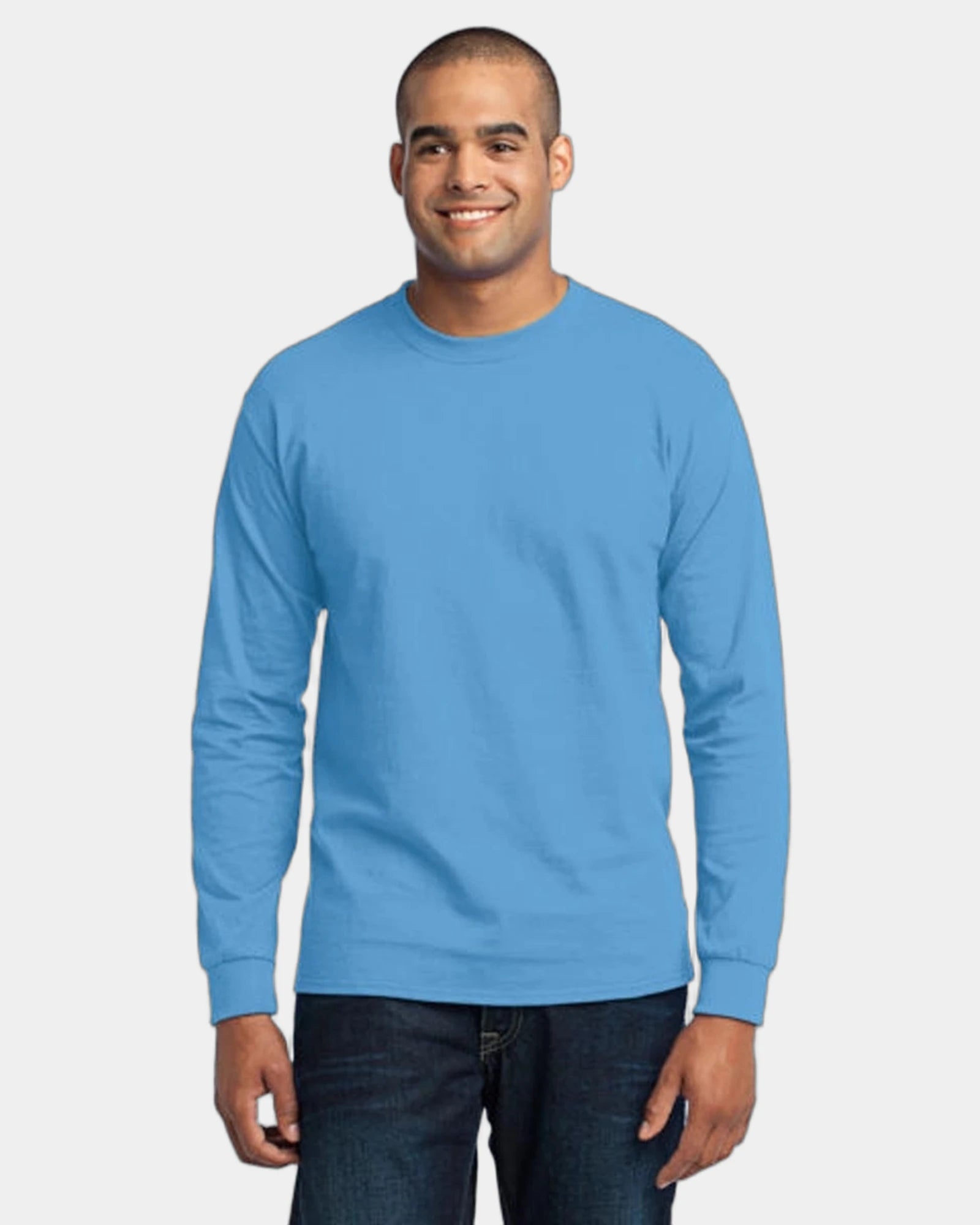 Custom long sleeve core blend tee 5.5 oz - Aquatic Blue